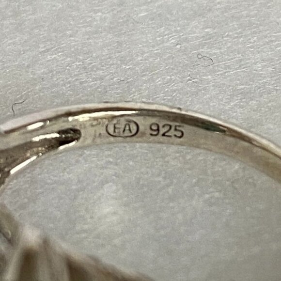 Sterling Silver 925 Modernist Oval Faux Turquoise Tapered Shank Ring Sz 5.25 - Picture 8 of 16